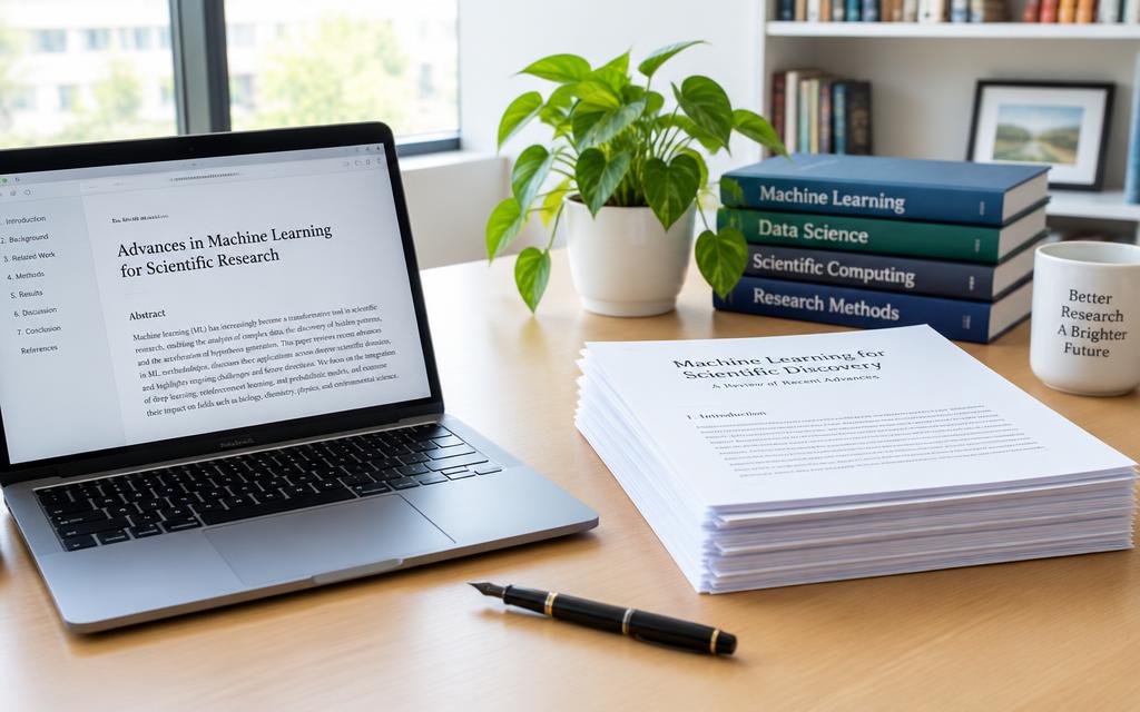 Research papers on a desk